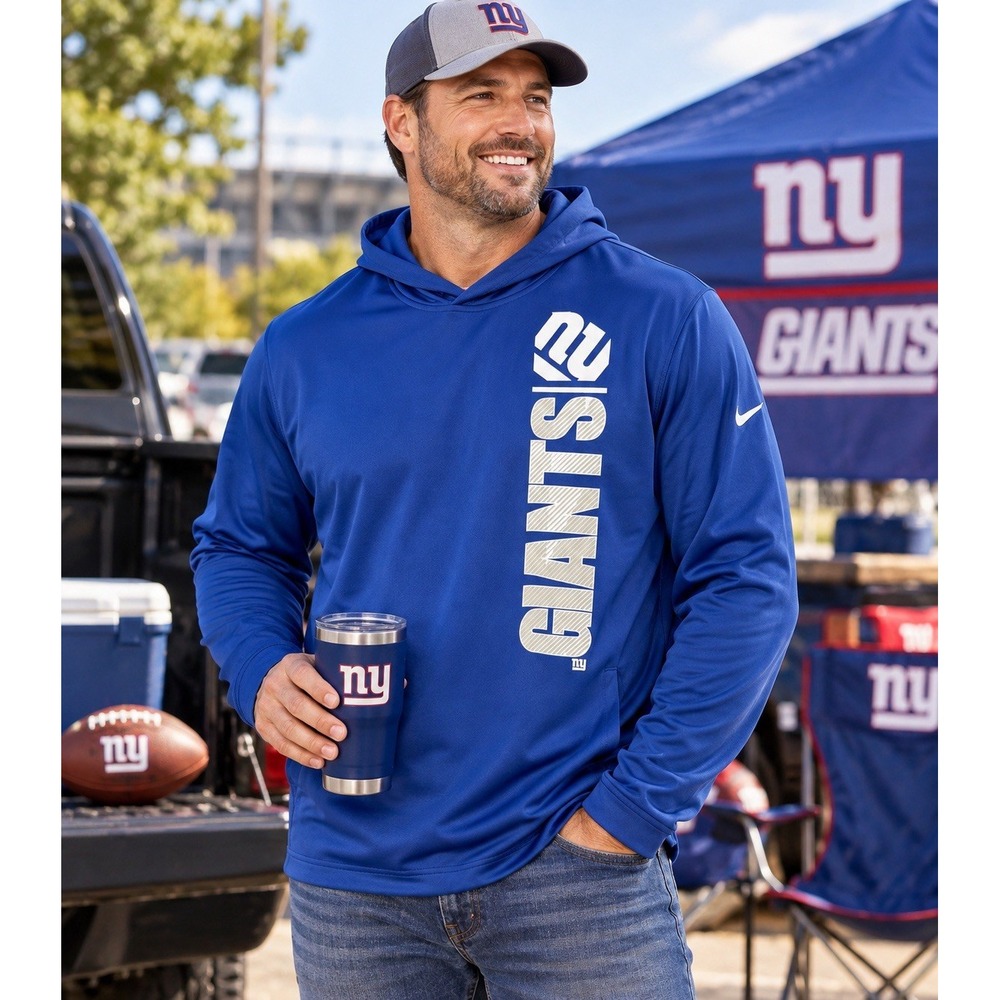 Nike New York Giants NFL Dri-FIT Hoodie Men's XL Blue Long Sleeve Pullover